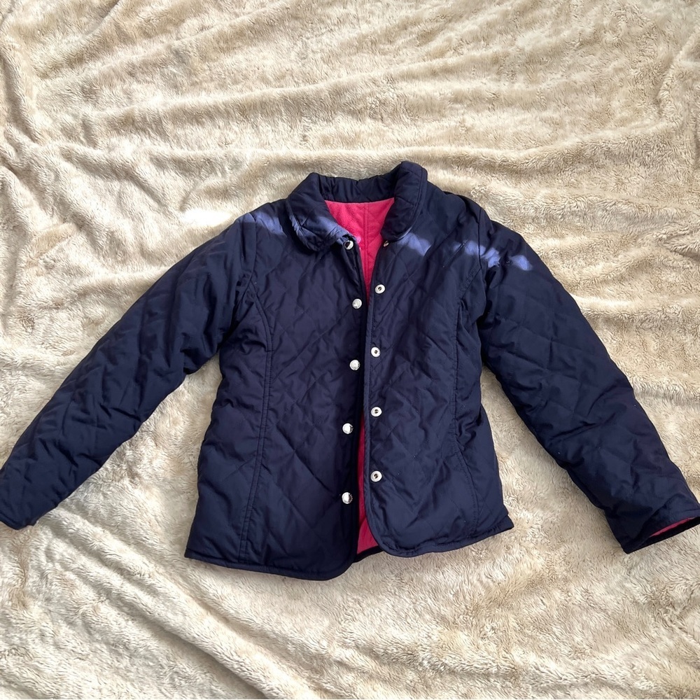 LANDS END Girl's Reversable Pink & Blue Casual Jacket Size 6X